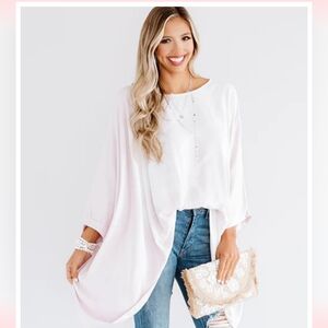 Drift Away Shift Tunic Light Pink Tye Dye Pattern Top